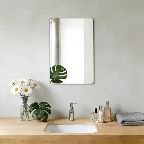 Bathroom Mirror for Over Sink 24x16 Inch Frameless Wall Mirror Rectangle
