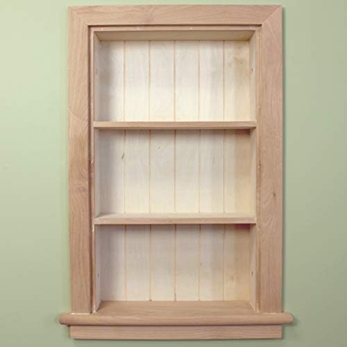 14x24 Aiden Recessed Wall Niche Medicine Cabinet Replacement, in The Wall Bathroom Cabinet Insert Shelf/Shelves, Made in North America, Real Wood, NO MDF, Beadboard, Unfinished