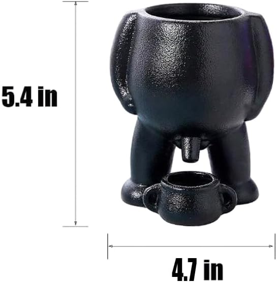 Funny Peeing Plant,5.4 Inches Ceramic Funny Body Plant Pot,Penis Planter,Novelty Peeing Plant Pot with Drainage,Pot Gift for Home Plant Enthusiasts, Friends, Family Or Colleagues Home Decor (Black)