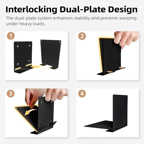 STORAGE MANIAC Invisible Floating Bookshelves Wall Mounted Black