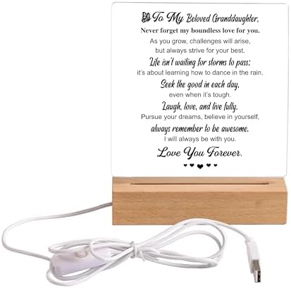 WSYEAR Granddaughter Gifts from Grandma, Birthday Graduation Gifts for Granddaughter Acrylic Wooden Base Lamp,to My Girls Kids Present from Grandma