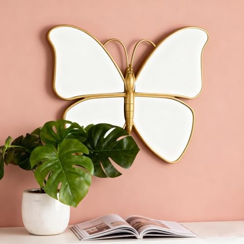 Decorative Butterfly Wall Mirror with Gold Plastic Frame (14.5x11.8inch)