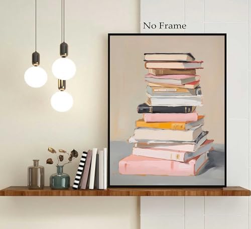 Books Wall Art Watercolor Aesthetic Books Canvas Paintings Reading Books Lovers Pictures Wall Decor Inspirational Educational Posters Prints for Home Bedroom Classroom Library Unframed