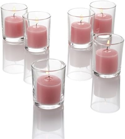 Set of 144 Richland Votive Candles Pink Unscented and 144 Clear Glass Eastland Votive Holders