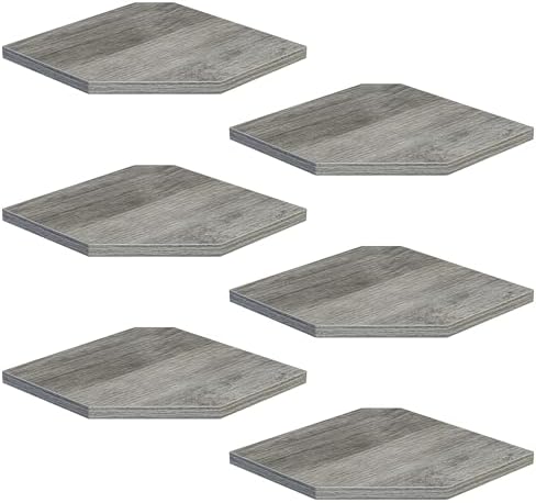 Fun Memories Corner Shelf Wall Mount, Floating Corner Shelves, Set of 6 Corner Wall Shelf Organizer, Rustic Wood Wall Storage Display Shelves for Living Room Bedroom Bathroom Kitchen, Rustic Grey