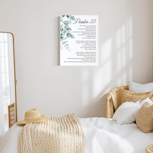 Psalm 23 Christian Wall Art Bible Verses Pictures Framed 12x16 Inch | Positive Scripture Wall Decor, Inspirational Quotes Paintings, Religious Artwork for Prayer Room Office Church Decor