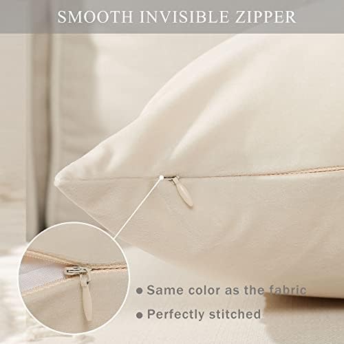 Stellhome Pack of 2 Velvet Pillow Covers Square Decorative Cushion Covers for Bed Couch Sofa Bench, 20 x 20 inch (50 x 50 cm), Cream