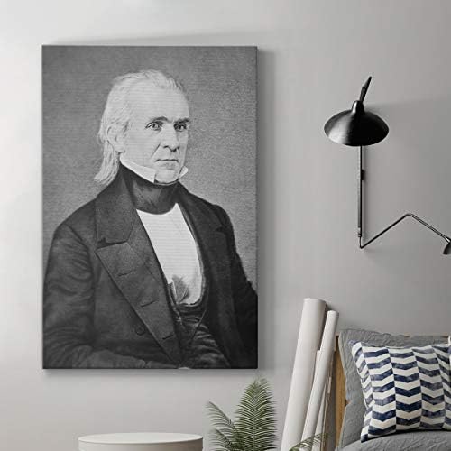Renditions Gallery James K. Polk Presidental Portrait Wall Art, Premium Gallery Wrapped Canvas Decor, Ready to Hang, 27 in H x 16 in W, Made in America Print