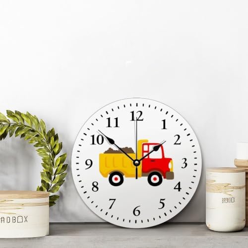 Cute Dump Truck Wall Clock Vehicle Boys Room Nursery Clock for Kids