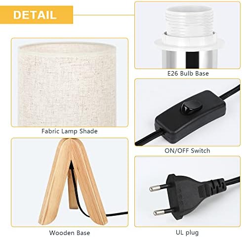 BTY Small Table Lamp Cute Kids Desk Lamp Nightstand Bedside Lamp with Fabric Shade for Children Room Study Room Bedroom Home Office(Linen)