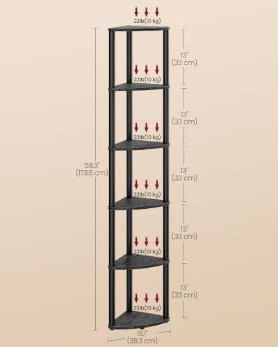 VASAGLE Superfast Toolless Assembly 6-Tier Corner Shelf