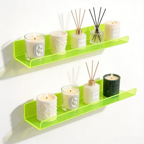 ROYALITA 2-Pack Acrylic Shelves Wall Mounted, 17 Inch Display Shelves
