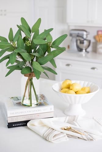 Artificial Eucalyptus Stems Fake Plants in Glass Vase with Faux Water