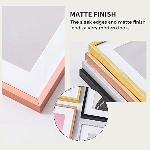 16x20 Metal Picture Frame with 11x14 Mat, Brushed Aluminum Finish, Tempered Glass Front, and Attached Hanging Hardware - Versatile Wall Display Frames for Vertical or Horizontal Orientation(Gold, Pack