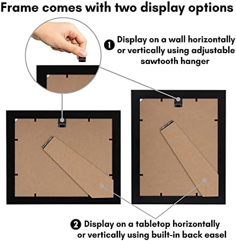 Americanflat 8x10 Picture Frame with Shatter-Resistant Glass - Set of 2 - Use as 5x7 Frame with Mat or Display 8x10 Photo Without Mat - Signature Collection - Photo Frames for Tabletop or Wall - Black