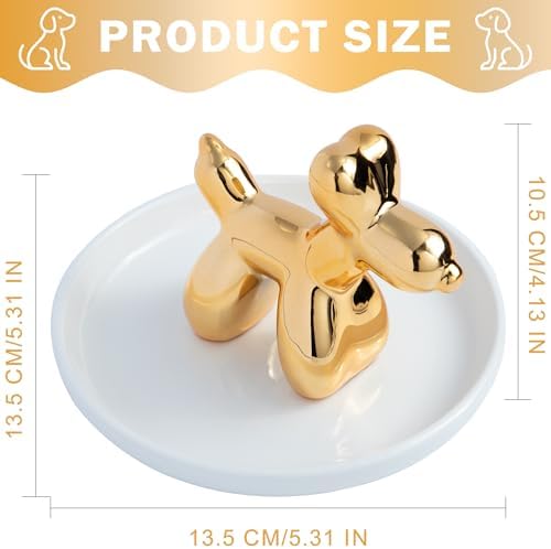 OSOPOLA Ceramic Golden Dog Jewelry Tray Ring Holder Dish Key Tray
