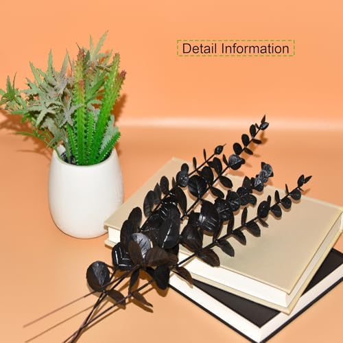 36Pcs Artificial Eucalyptus Stems Black Eucalyptus Leaves for vase Black Artificial Flowers Branches Decor Wedding Bouquet Centerpiece Floral Arrangement Home Decoration