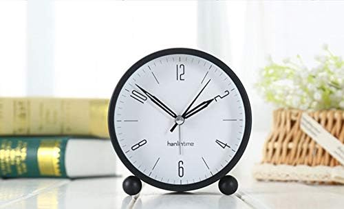 Analog Alarm Clock,Easy Set Small Desk Clock,Non Ticking,with Night Light, Battery Powered Super Silent Alarm Clock,Black