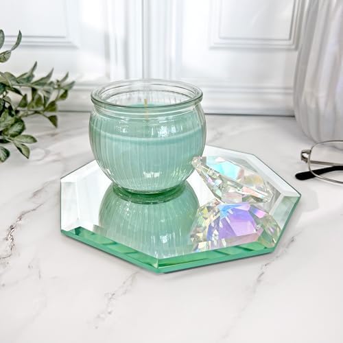 Plymor 6 x 6 inch Octagon, 5mm Thick, Beveled Glass Mirror, Pack of 3 | Table display & centerpieces; includes felt pads to protect surfaces; mosaics, crafts & DIY; silvered glass