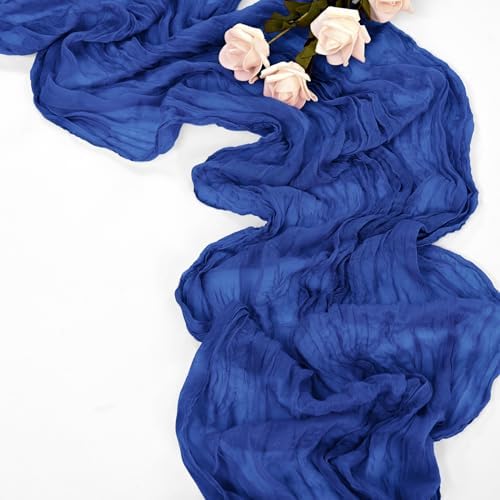 20 Pack Royal Blue Table Runners 10Ft Cheesecloth Table Runner Boho Gauze Cheese Cloth Table Runner Romantic Long Sheer Fabric Table Runners for Wedding Party Bridal Shower