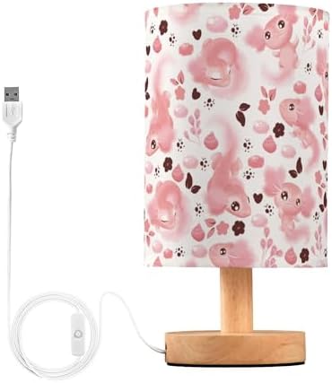 Pink Axolotl LED Table Lamp with USB Port Night Light Bedroom Lamps for Nightstand Living Room Dorm Home Office Desk