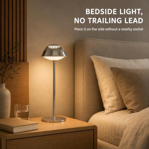 VIOA TL14 Wireless LED Table Lamp Modern Chrome Set of 2