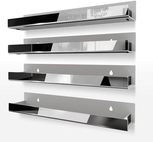 4 Pack 15 Inch Black Reflective Acrylic Floating Wall Shelves