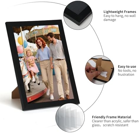 Giftgarden 5x7 Picture Frame Black Set of 16, Lightweight 5 by 7 Photo Frames Bulk for Family, Office, Living room Wall Hanging and Tabletop Display