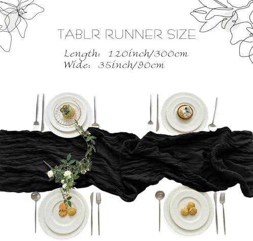 6 Pack Cheesecloth Black Table Runner for Hallowmas Party Home Decor