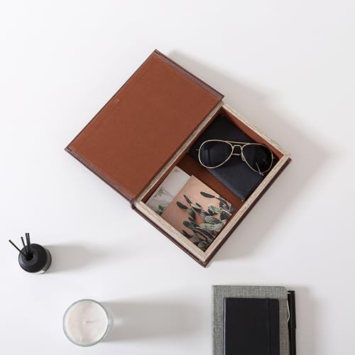 Soul & Lane - Hollow Book Storage Box, Hidden Compartment, Vintage Brown