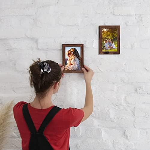 Giftgarden 4x6 Picture Frame Brown Set of 7 Rustic Walnut-Color Photo Frames 4 by 6 for Tabletop or Wall