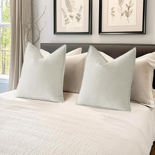 MIULEE Pack of 2 Cream White Decorative Chenille Pillow Covers 18x18 Inch