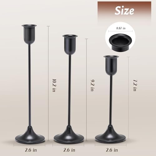 Black Taper Candle Holder 6 PCS, Vintage Candle Stick Candlestick Holders