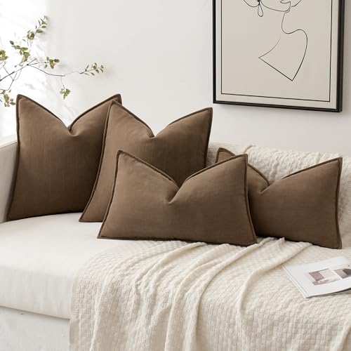 MIULEE Pack of 2 Dark Brwon Decorative Chenille Pillow Covers 16x16 Inch