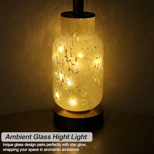 Oneach 22" Glass Table Lamps Set of 2 with Night Light for Bedroom, White