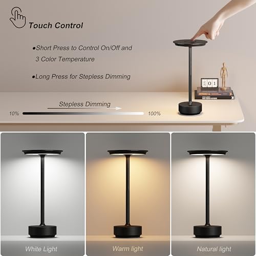 TBBGA 1 Pack Rechargeable Table Lamps Cordless, 5000mAh Outdoor Table Light