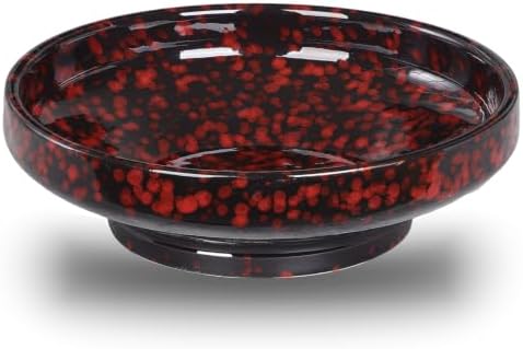 Ceramic Fruit Bowl for Kitchen Counter,Decorative Pedestal Bowl for Table Countertop,Japanese Stye Large Footed Serving Bowl,10.2 Inch (Red)