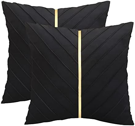 Velvet Throw Pillow Covers 26x26 inch Pack of 2 Gold Decor Black