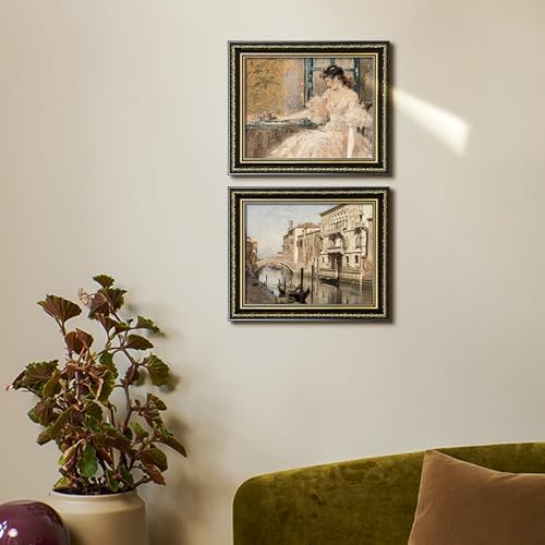 upsimples Vintage 8x10 Picture Frame, Antique Black and Gold Frames, 2 Pack