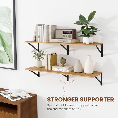 Heimlove 36W x 12D Deep Floating Shelves Set of 2 Oak