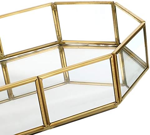 Hipiwe Mirror Glass Vanity Tray - Gold Ornate Makeup Organizer Perfume Tray