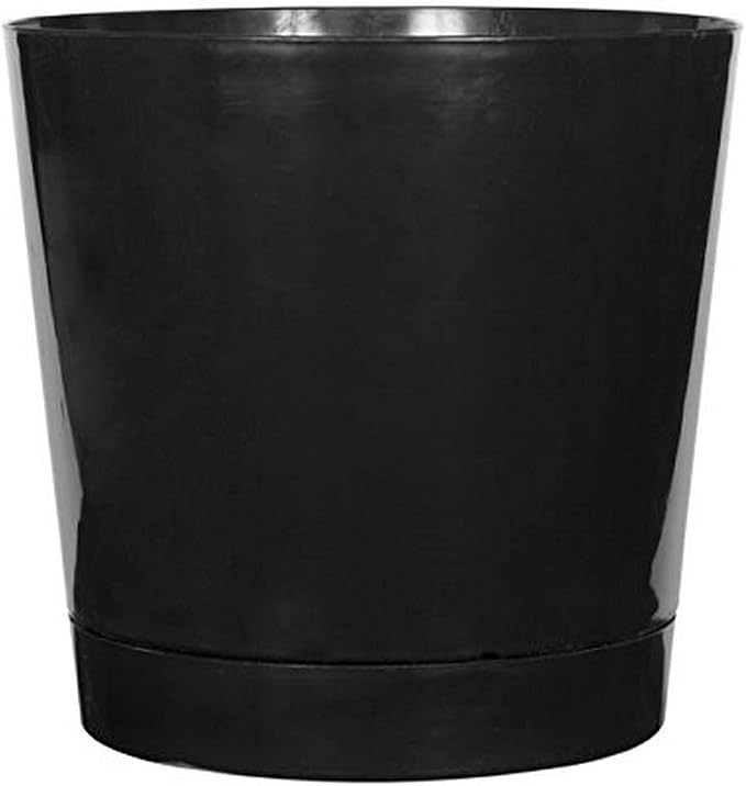Novelty Root & Vessel Majestic Full Depth Round Cylinder Pot, Glossy Black, 14-Inch (10148)