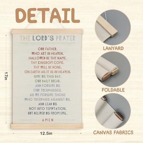 SereneHanctuary Christian The Lords Prayer Wall Decor,Bible Verses Scripture Wall Decor Gifts for Women Men Kids,Our Father Poster Hanger Frame for Home Bedroom Prayer Room Office Church,12X16Inches