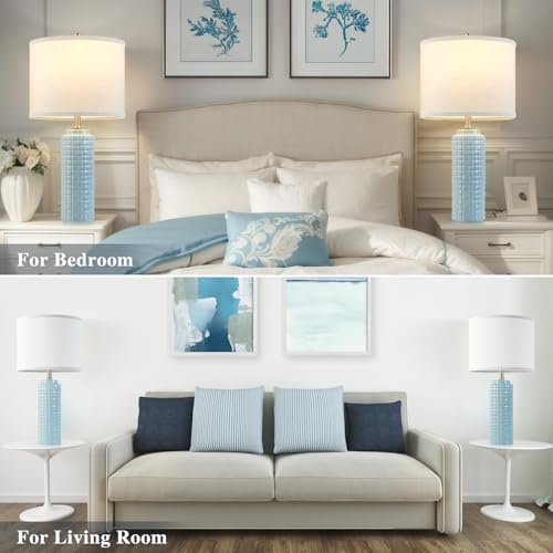 Luvkczc 24.8" Ceramic Bedside Lamps Set of 2, Adjustable Color Temperature