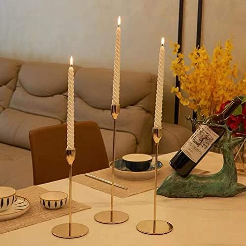 French Gold Taper Tall Candle Holders Set of 6–3 Sizes, Fits 3/4" Candles