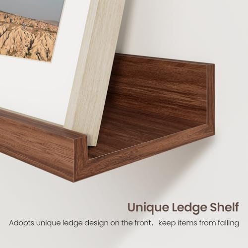 Axeman Picture Ledge Shelf, 48 Inch Walnut Floating Shelves Set of 3