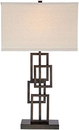Kory 26 1/2" Tall Table Lamp Bronze Brown Rectangles Geometric Modern Dark