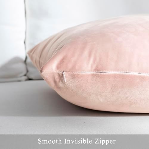 Stellhome Pack of 2 Super Soft Throw Pillow Covers Rectangle Solid Velvet Pillowcase for Bed Couch Sofa Bench, 12 x 20 inch (30 x 50 cm), Pink