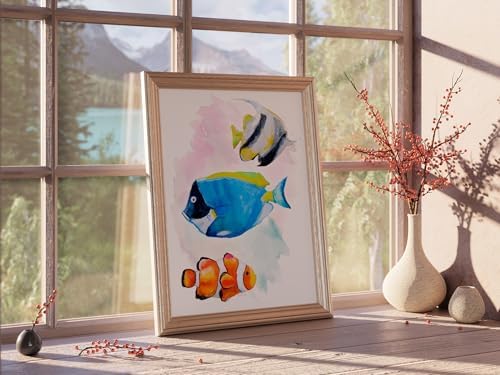 Tropical Fish Art Print | Unframed 8x10 | Aesthetic Wall Decor | Vibrant Wall Prints for Living Room | Ocean-Themed Art | Perfect for Home, Office, or Coastal Room Decor | Art Prints for Wall Decor