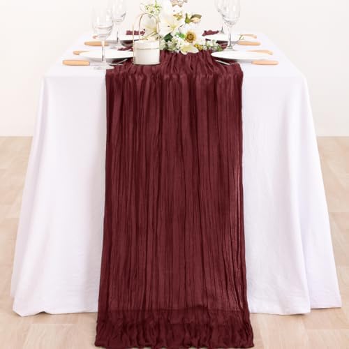 6 Pack Burgundy Cheesecloth Table Runner 10ft Sheer Gauze Events Decor